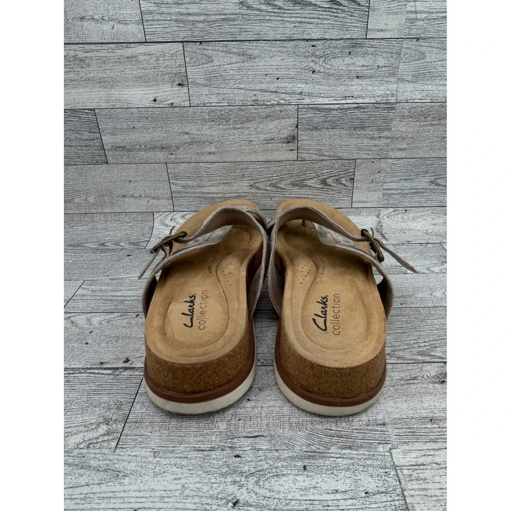 Clarks Collection Mira‎ Tide Women Sz 6M Taupe Floral Slide Sandals 261662364035